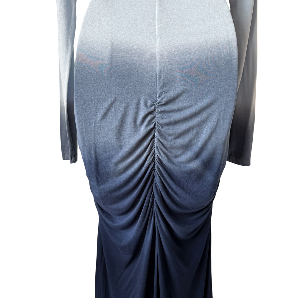 Venus Ruched Maxi Dress Women Sz M Blue Ombre Crochet Long Coastal Mermaidcore - Picture 6 of 16